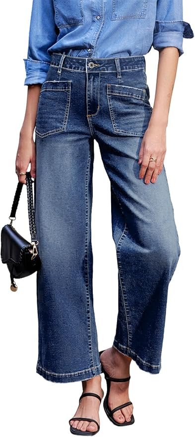 Wide Leg High Waisted Jeans Straight Leg Loose